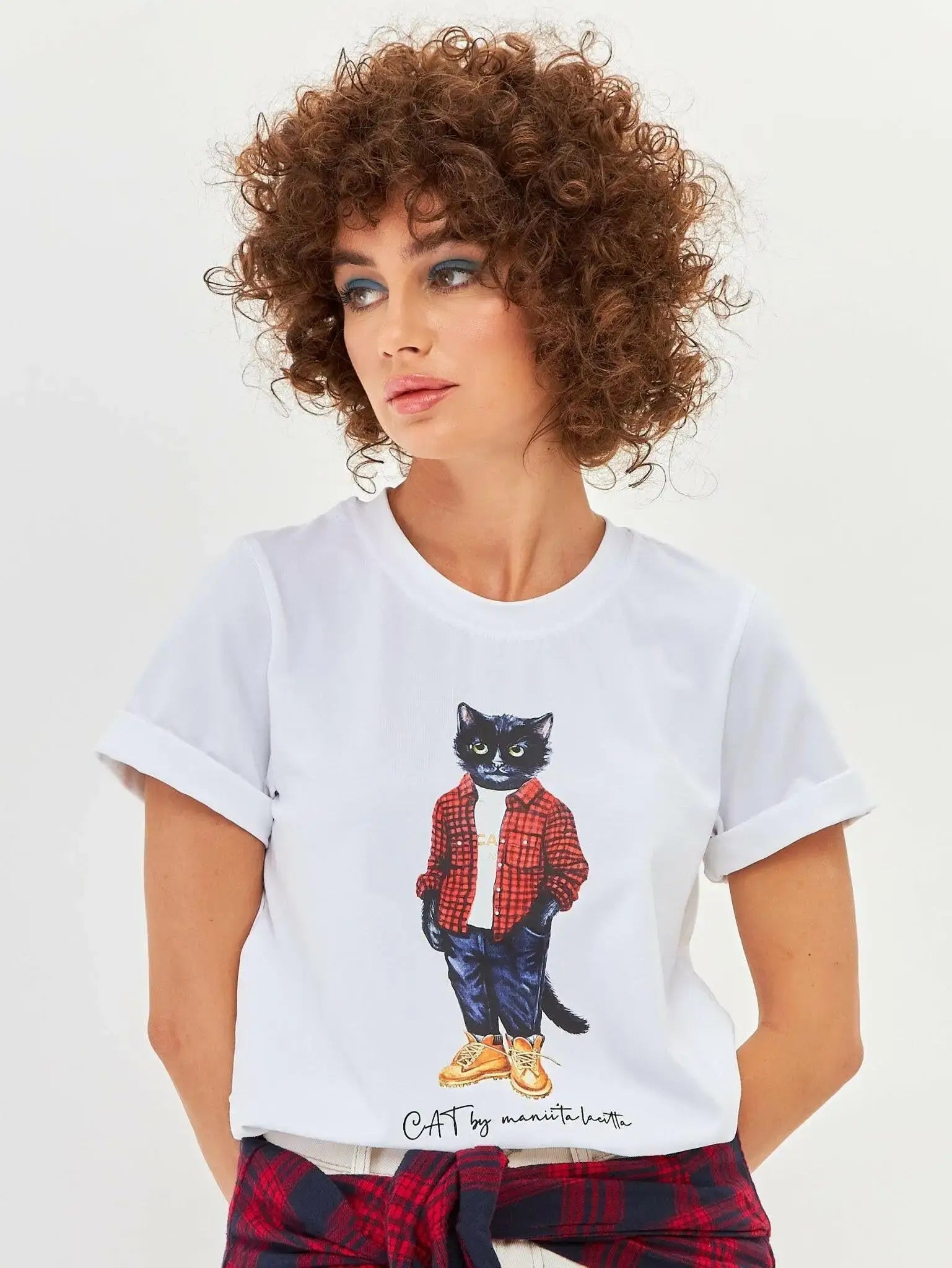 White T-shirt Country Cat | T-shirt For Cat Lovers | Cat e Lolette