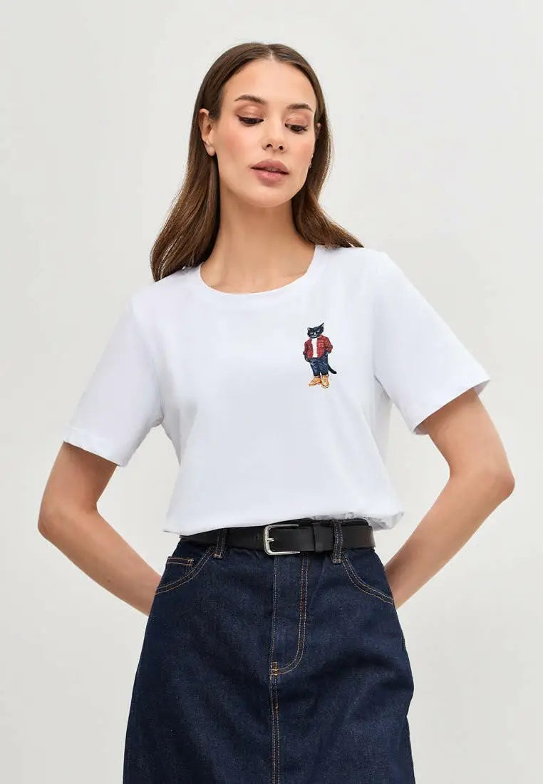 White T-shirt Country Cat | T-shirt For Cat Lovers | Cat e Lolette