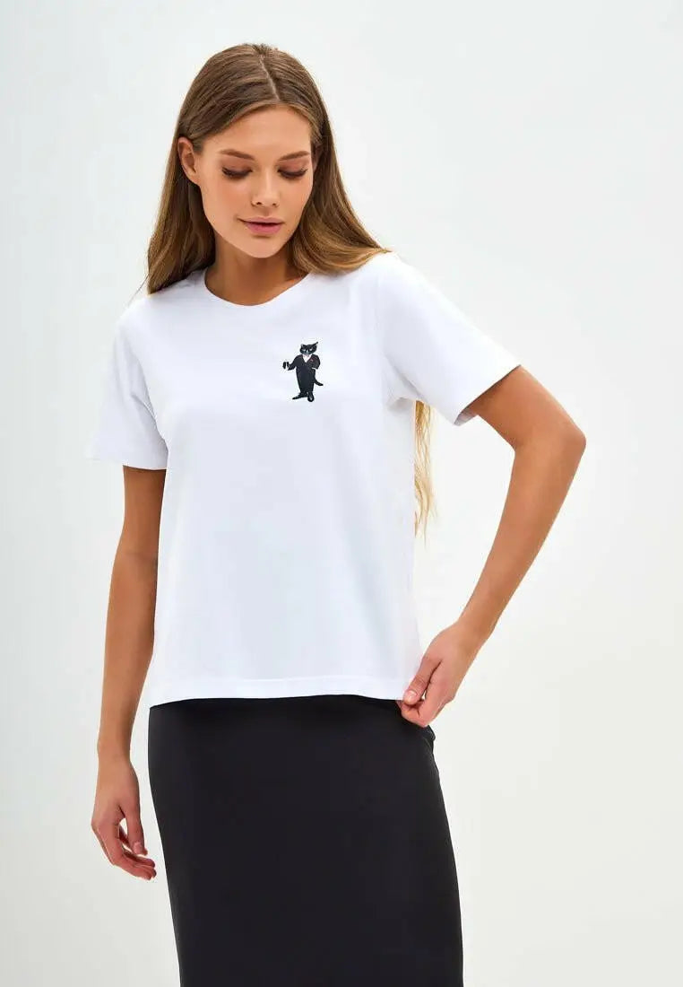White T-shirt Dandy Cat | T-shirt For Cat Lovers | Cat e Lolette