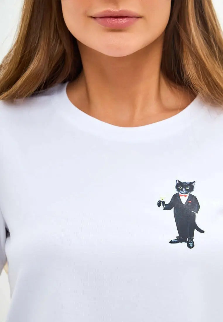 White T-shirt Dandy Cat | T-shirt For Cat Lovers | Cat e Lolette
