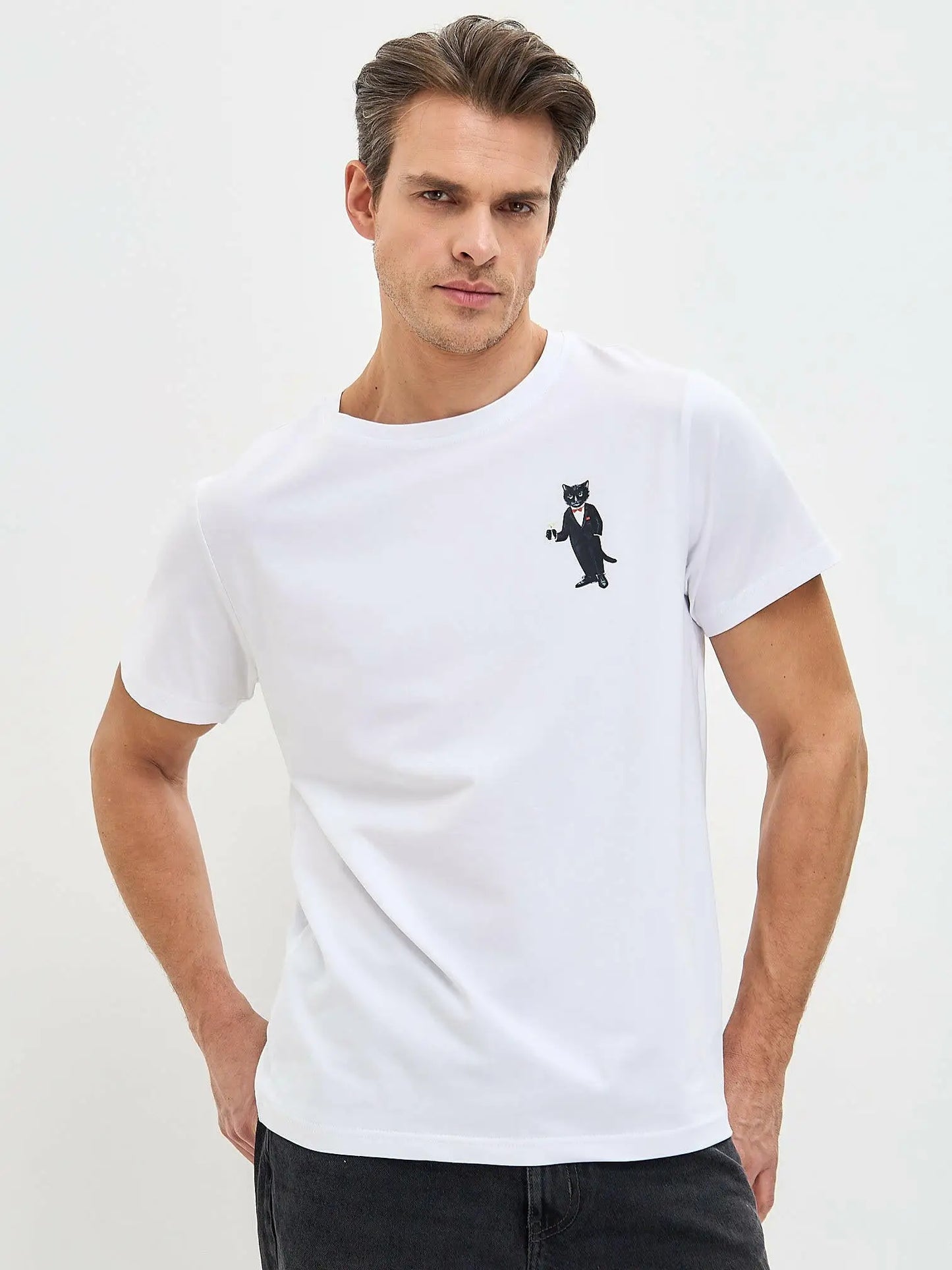 White T-shirt Dandy Cat | T-shirt For Cat Lovers | Cat e Lolette