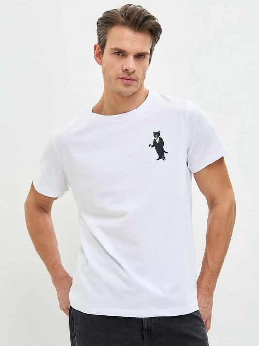 White T-shirt Dandy Cat | T-shirt For Cat Lovers | Cat e Lolette