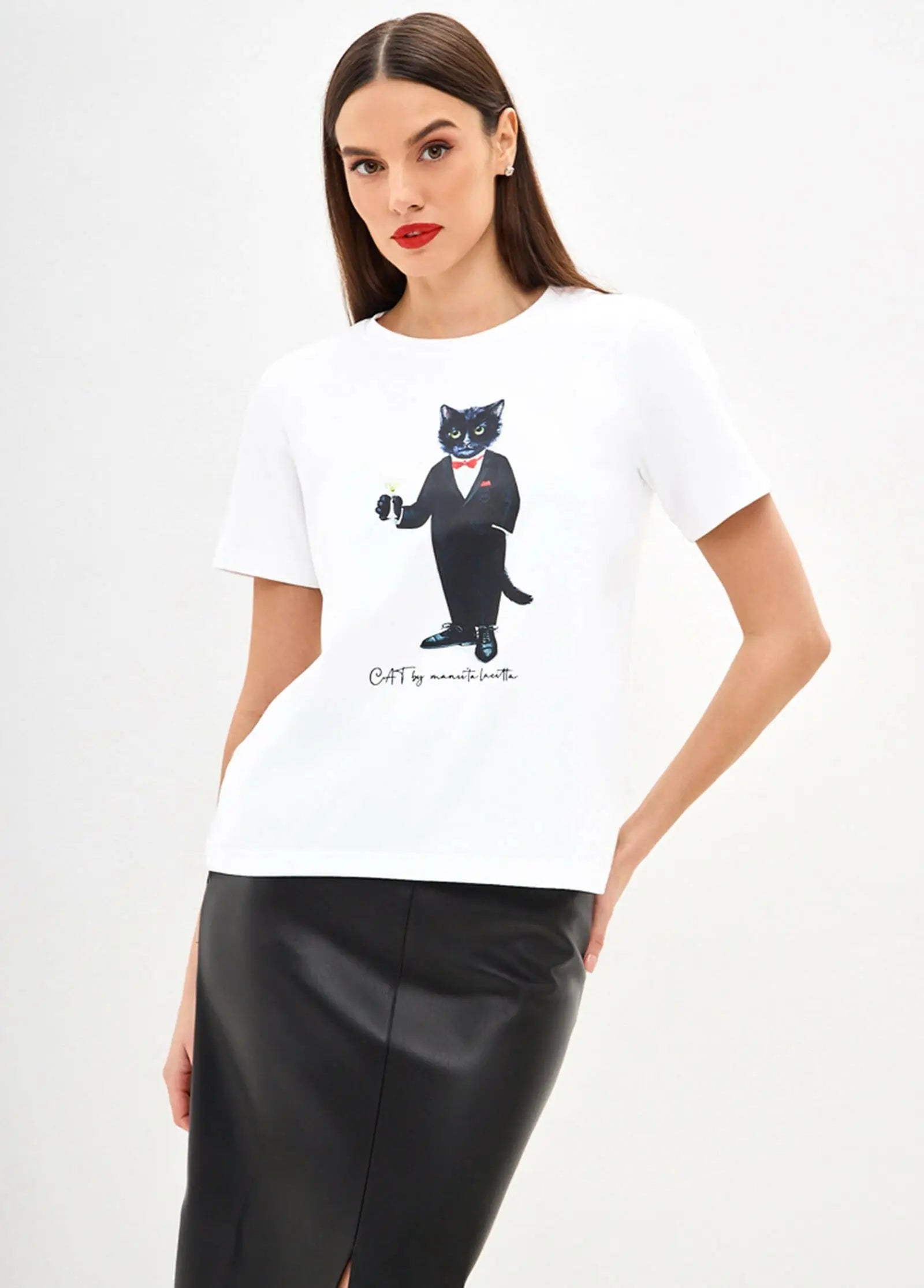 White T-shirt Dandy Cat | T-shirt For Cat Lovers | Cat e Lolette