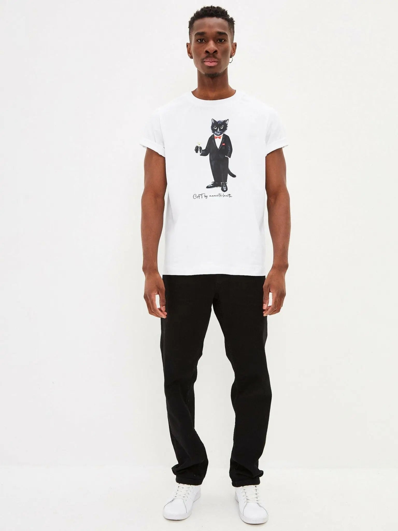 White T-shirt Dandy Cat | T-shirt For Cat Lovers | Cat e Lolette