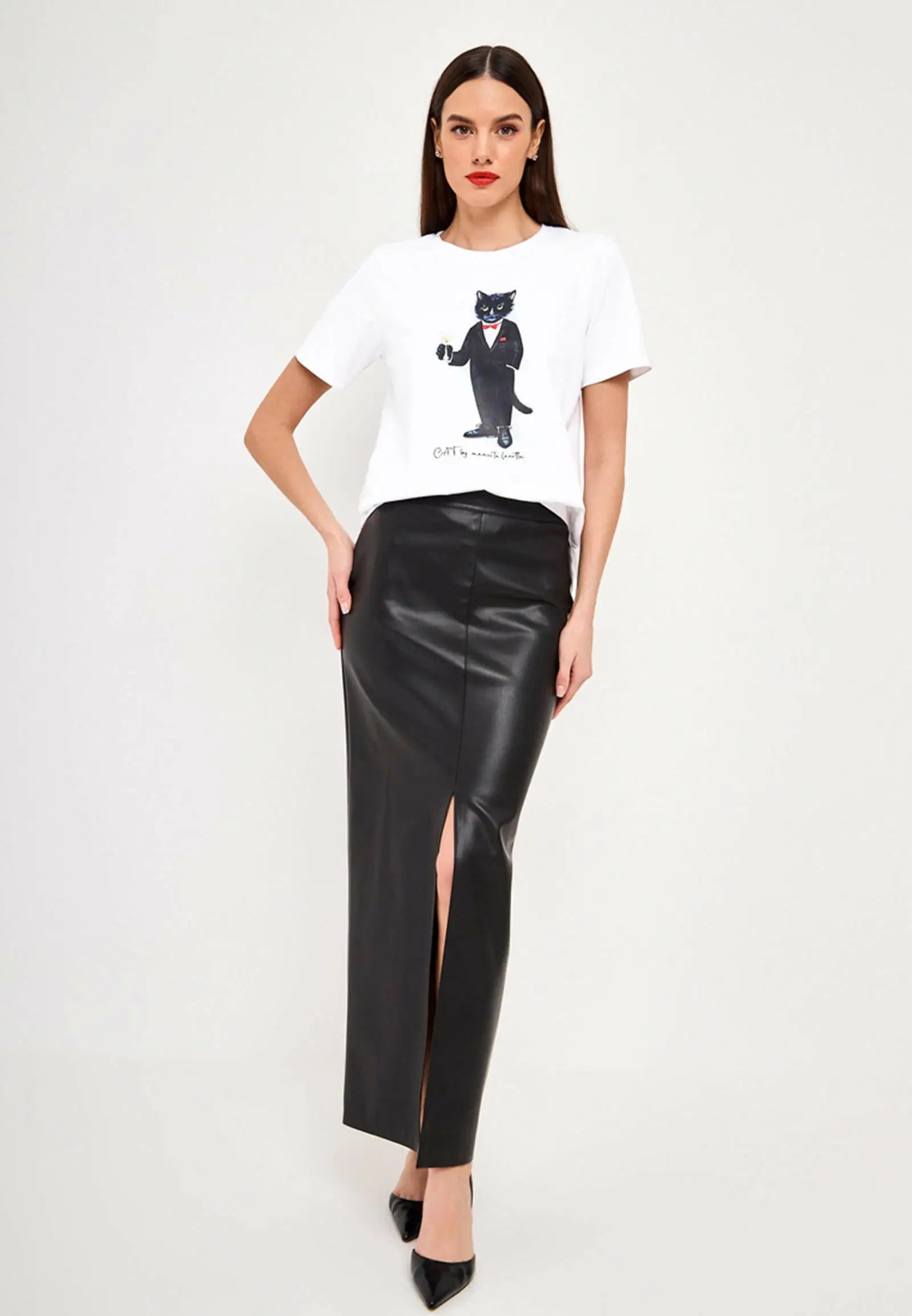 White T-shirt Dandy Cat | T-shirt For Cat Lovers | Cat e Lolette