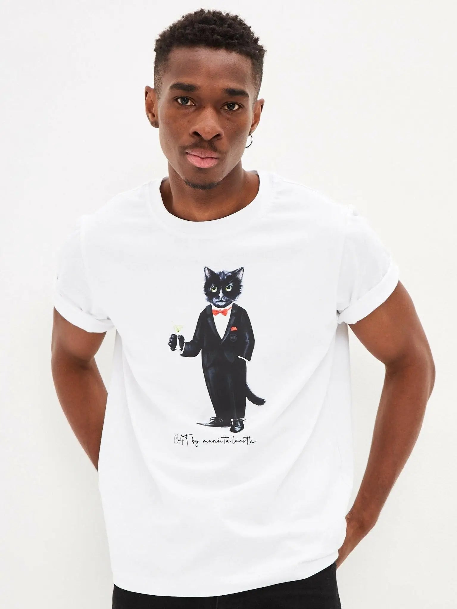 White T-shirt Dandy Cat | T-shirt For Cat Lovers | Cat e Lolette