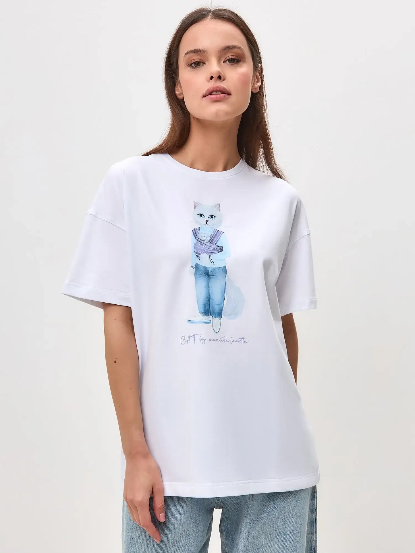 White T-shirt Mother Cat | T-shirt For Cat Lovers | Cat e Lolette
