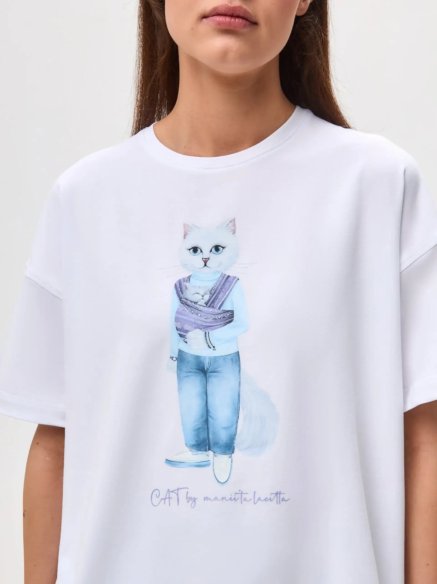 White T-shirt Mother Cat | T-shirt For Cat Lovers | Cat e Lolette