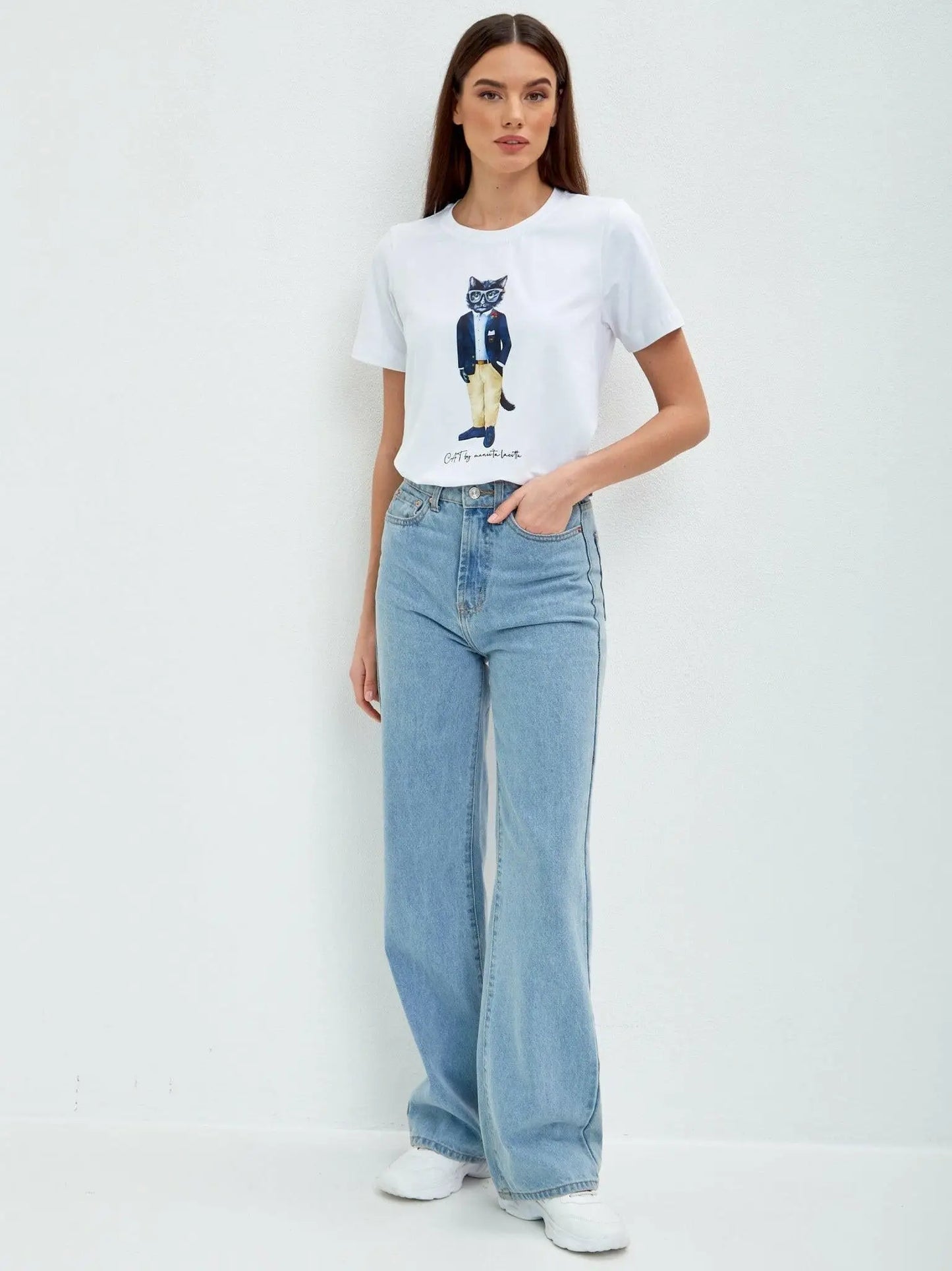 White T-shirt Regatta Cat | T-shirt For Cat Lovers | Cat e Lolette