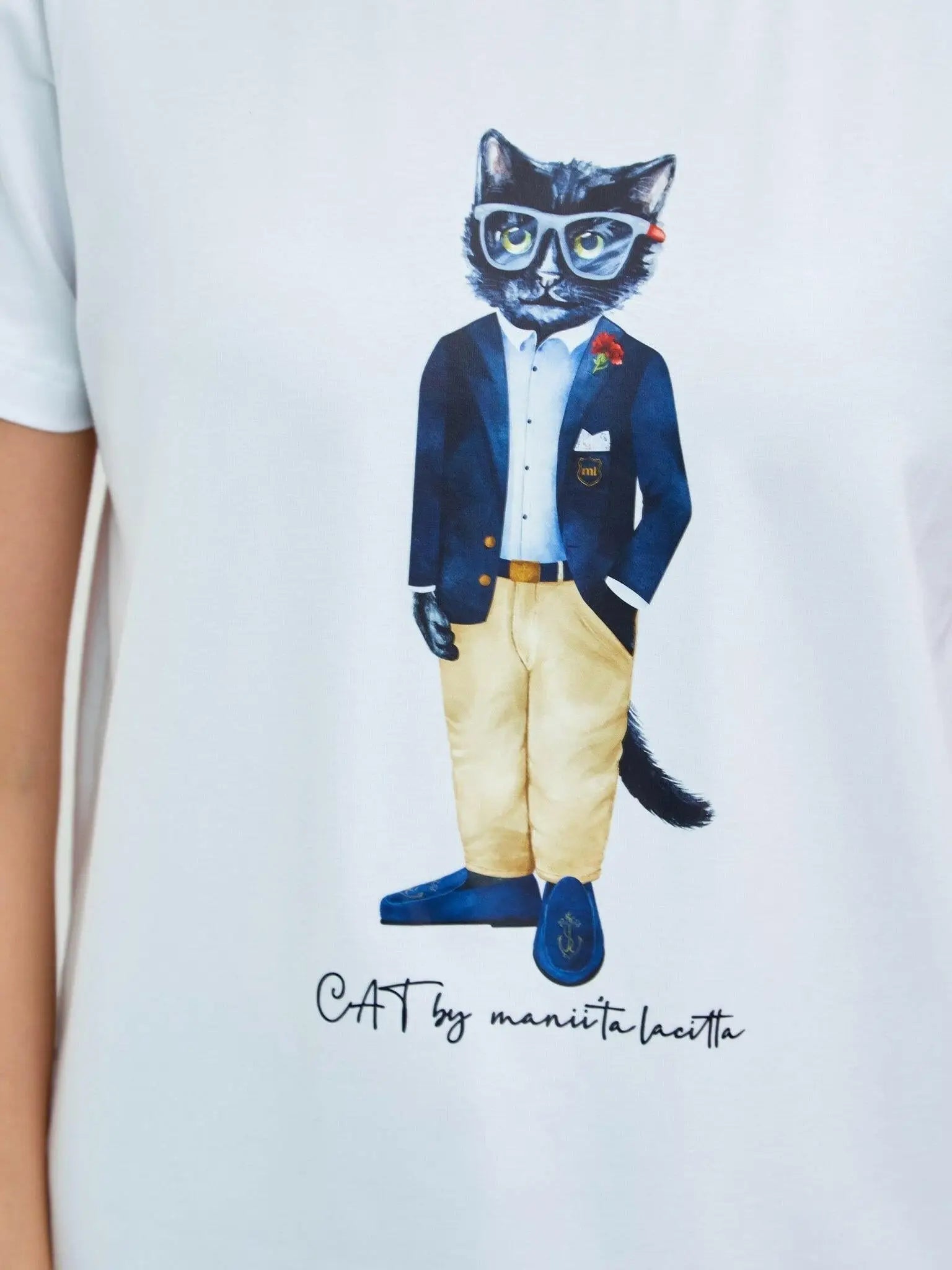 White T-shirt Regatta Cat | T-shirt For Cat Lovers | Cat e Lolette