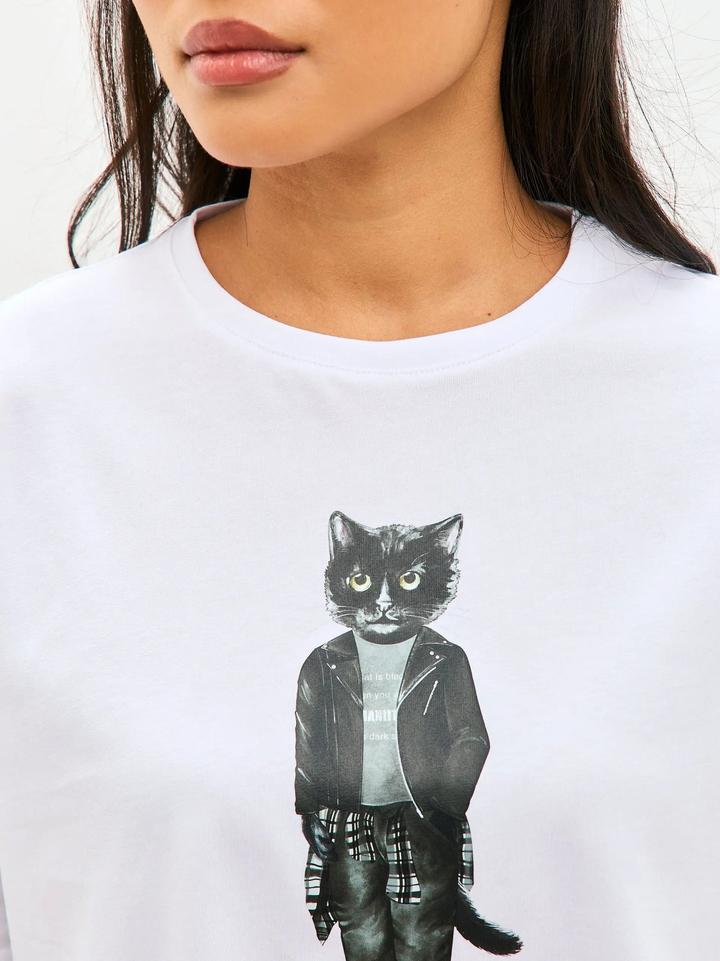 White T-shirt Rocker Cat | T-shirt For Cat Lovers | Cat e Lolette