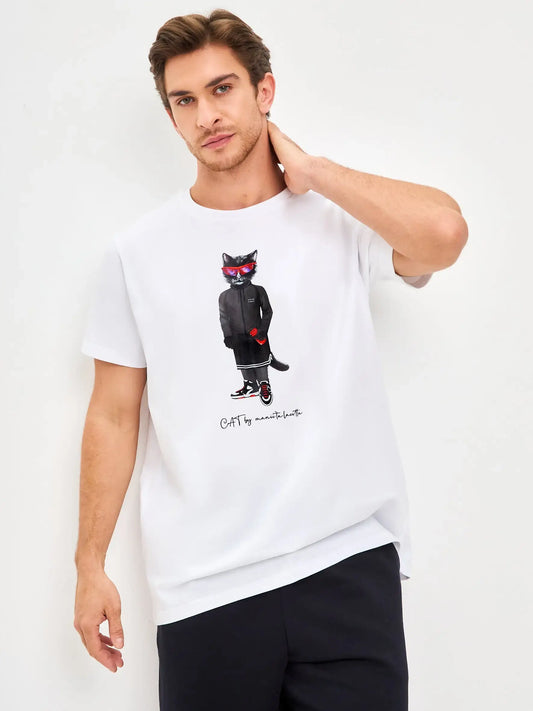 White T-shirt Sport Cat | T-shirt For Cat Lovers | Cat e Lolette