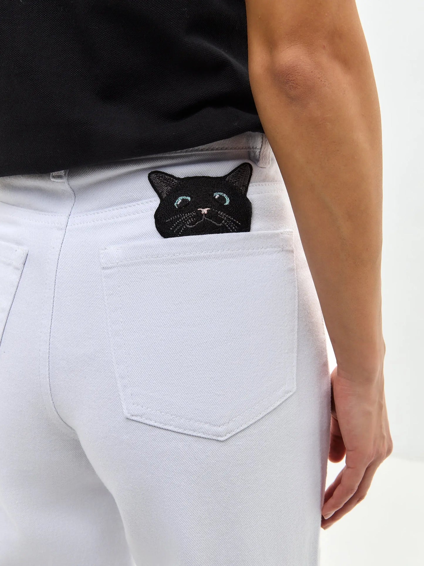 White Women’s Jeans | Bottom For Cat Lovers | Cat e Lolette