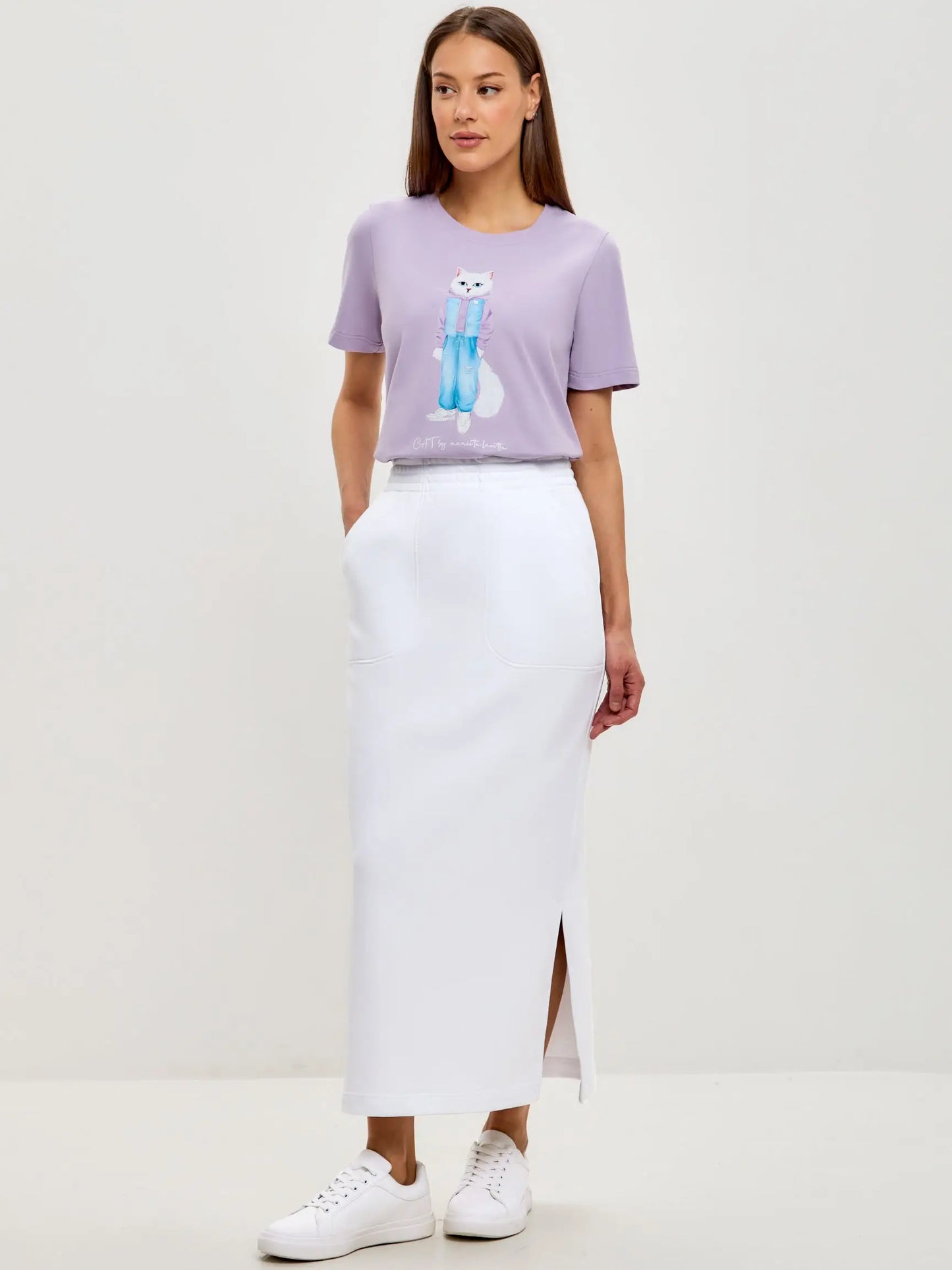 White Women’s Skirt | Bottom For Cat Lovers | Cat e Lolette