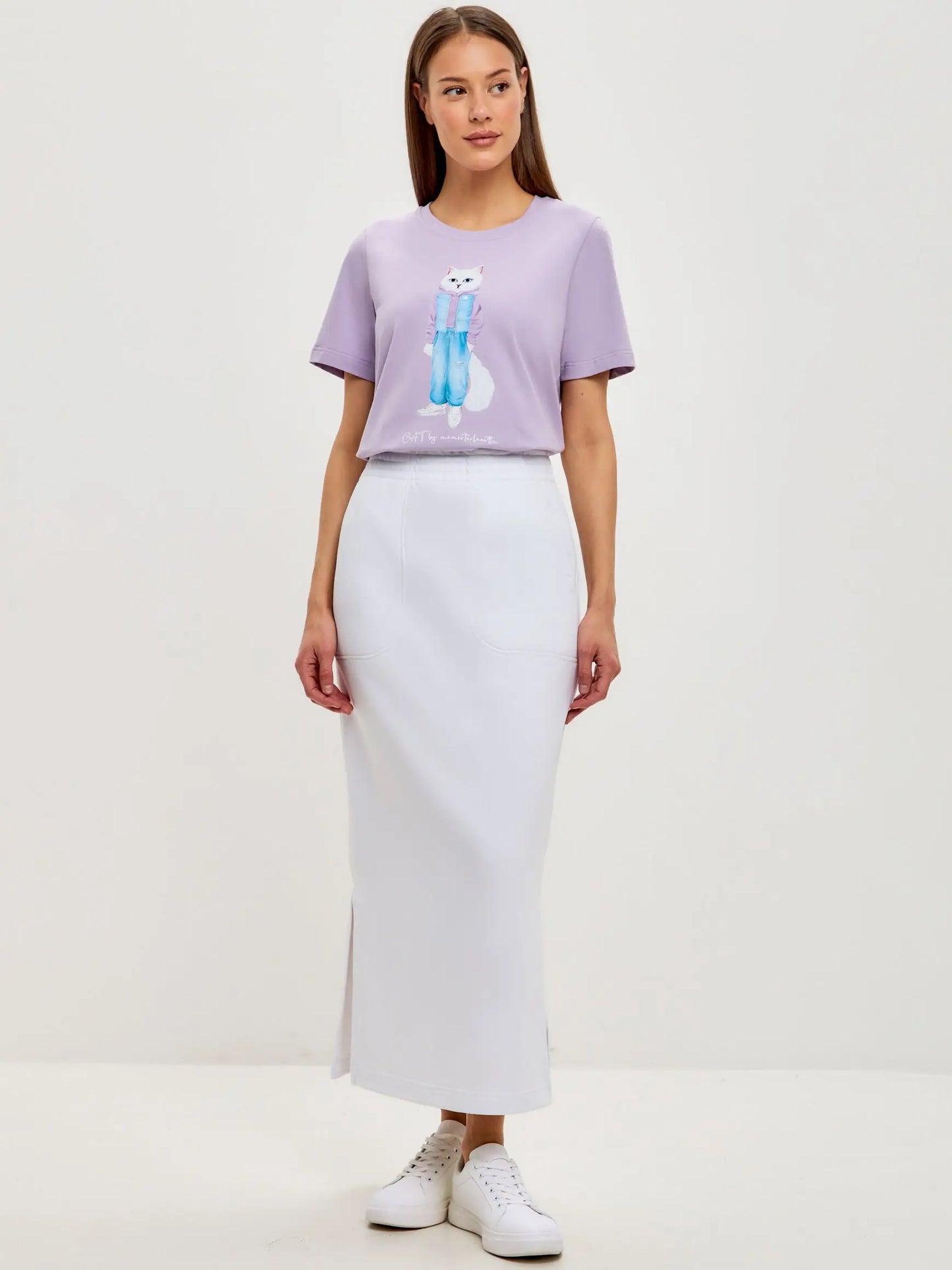 White Women’s Skirt | Bottom For Cat Lovers | Cat e Lolette