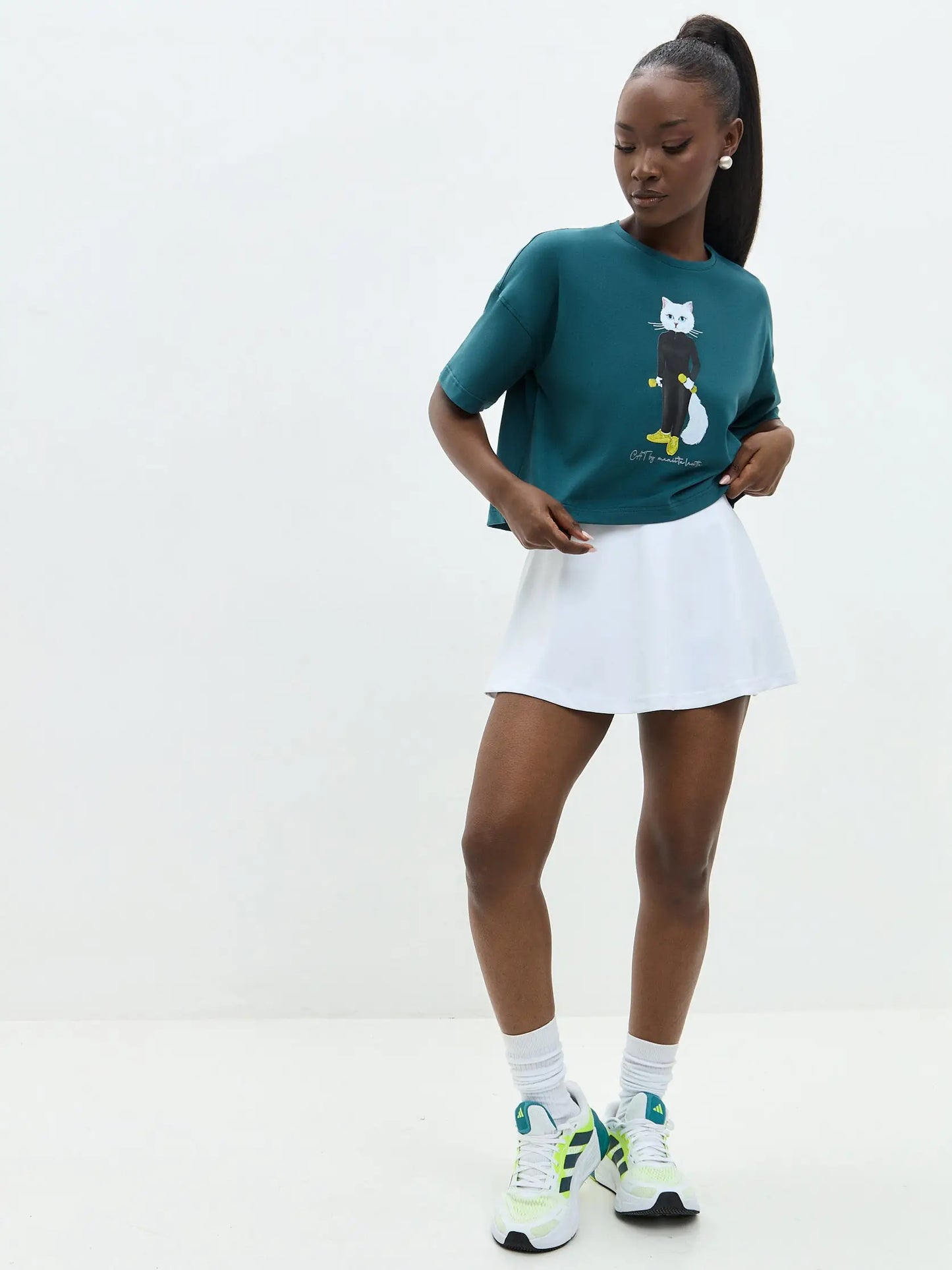White Women’s Sport Skorts | Bottom For Cat Lovers | Cat e Lolette