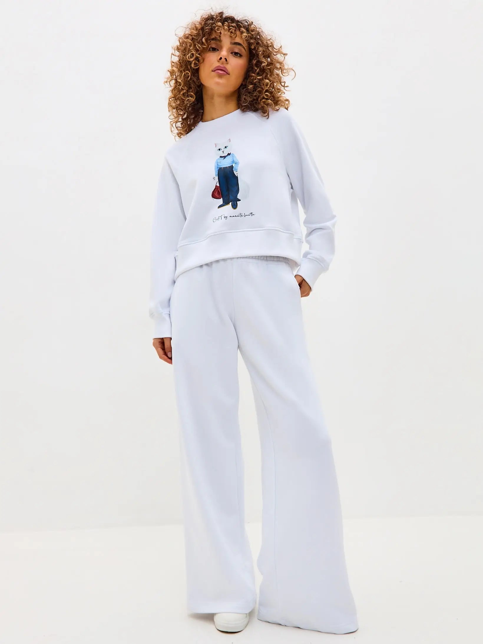 White Women’s Sweatpants | Bottom For Cat Lovers | Cat e Lolette