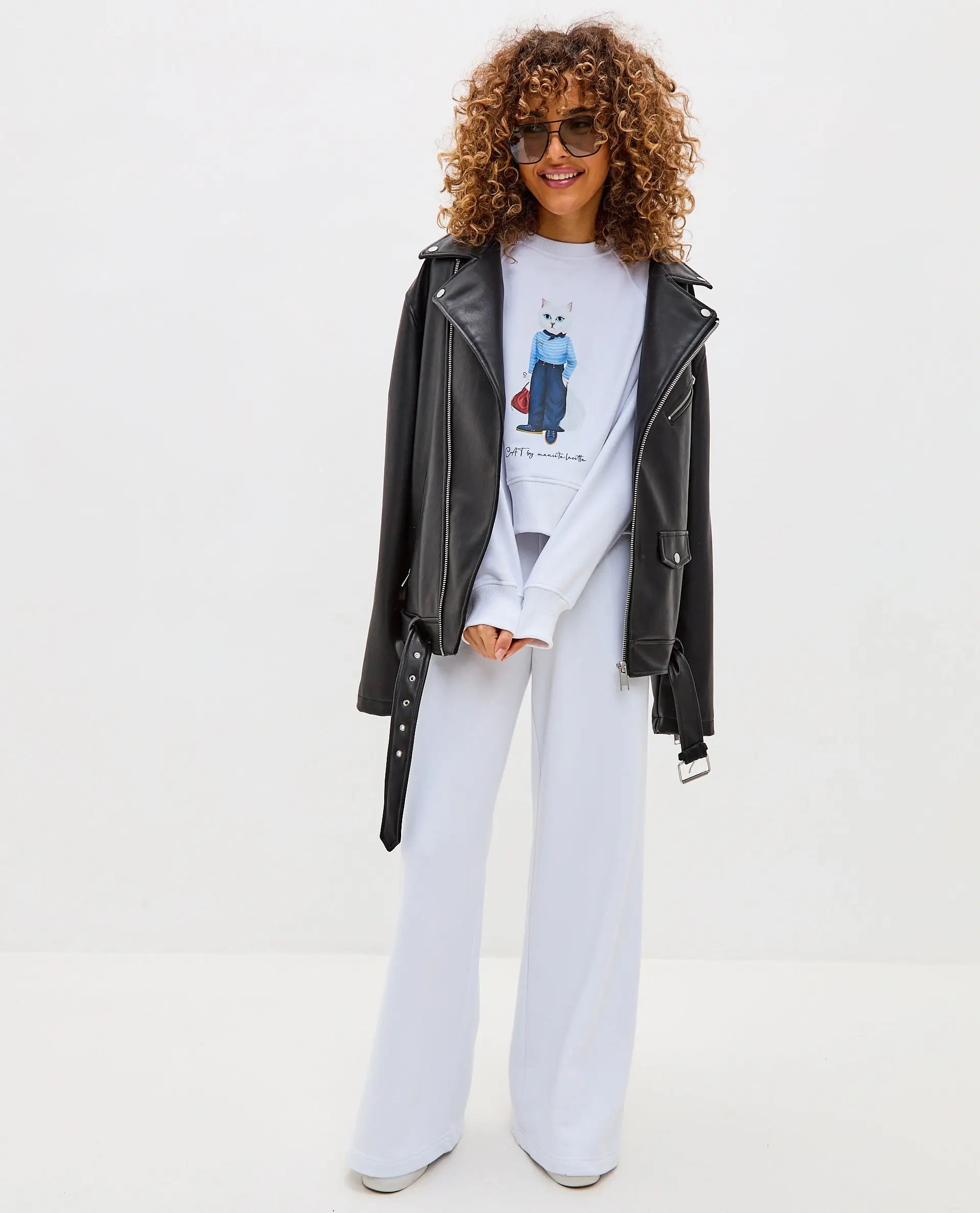 White Women’s Sweatpants | Bottom For Cat Lovers | Cat e Lolette