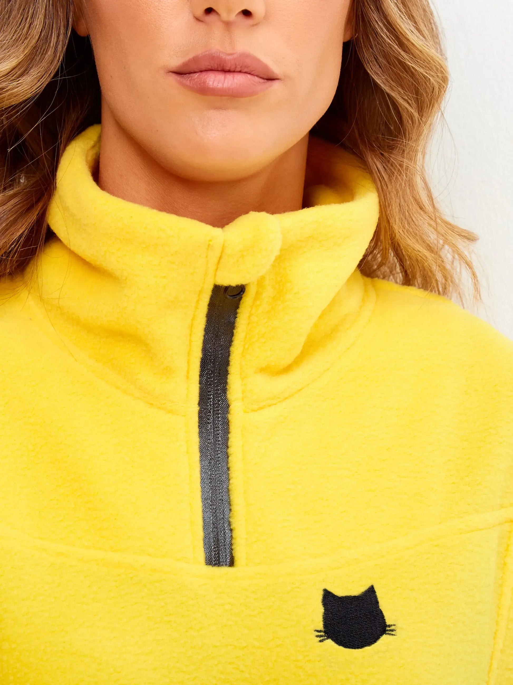Yellow Fleece Sweatshirt | Fleece (recycled) For Cat Lovers | Cat e