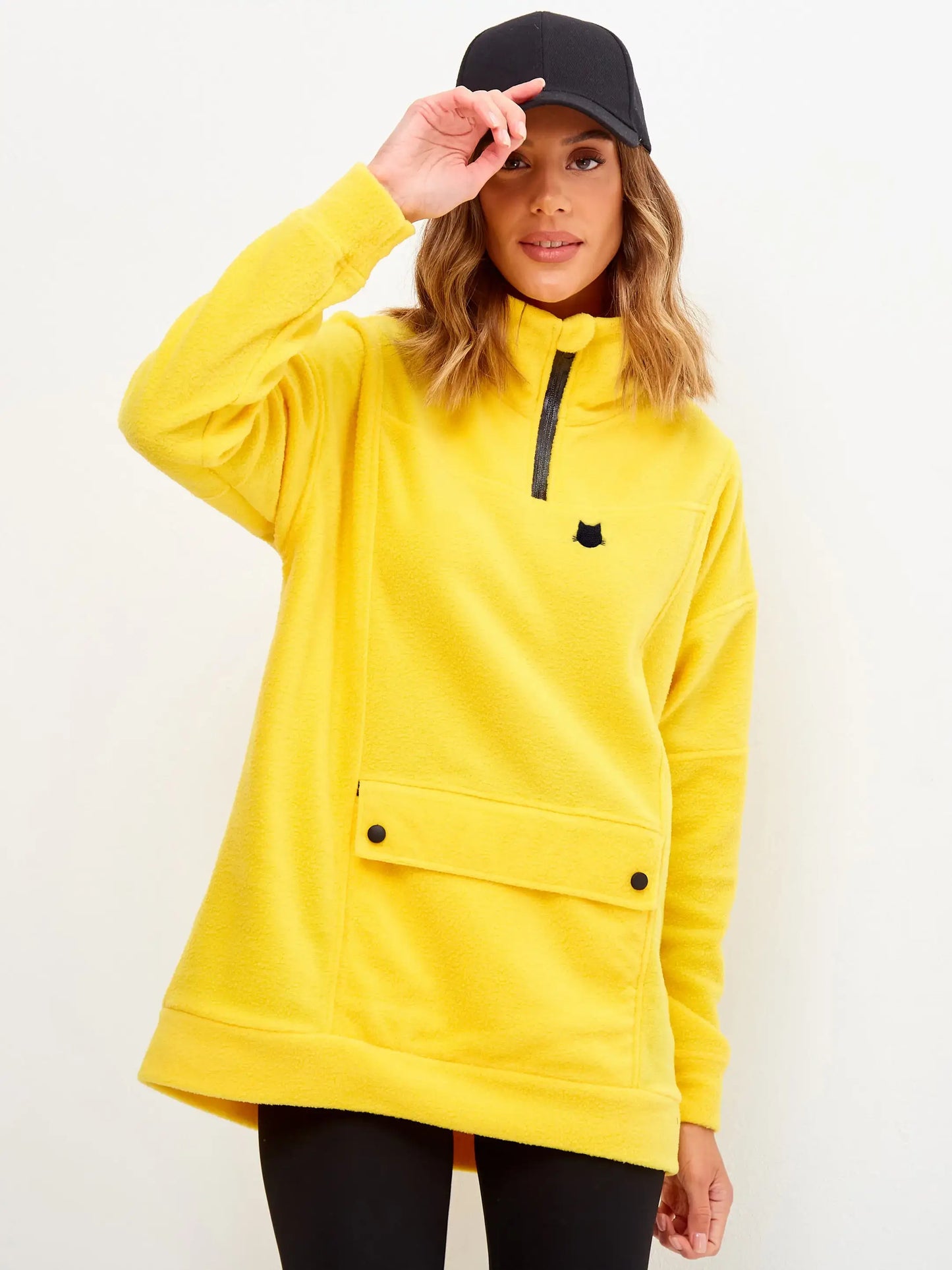 Yellow Fleece Sweatshirt | Fleece (recycled) For Cat Lovers | Cat e