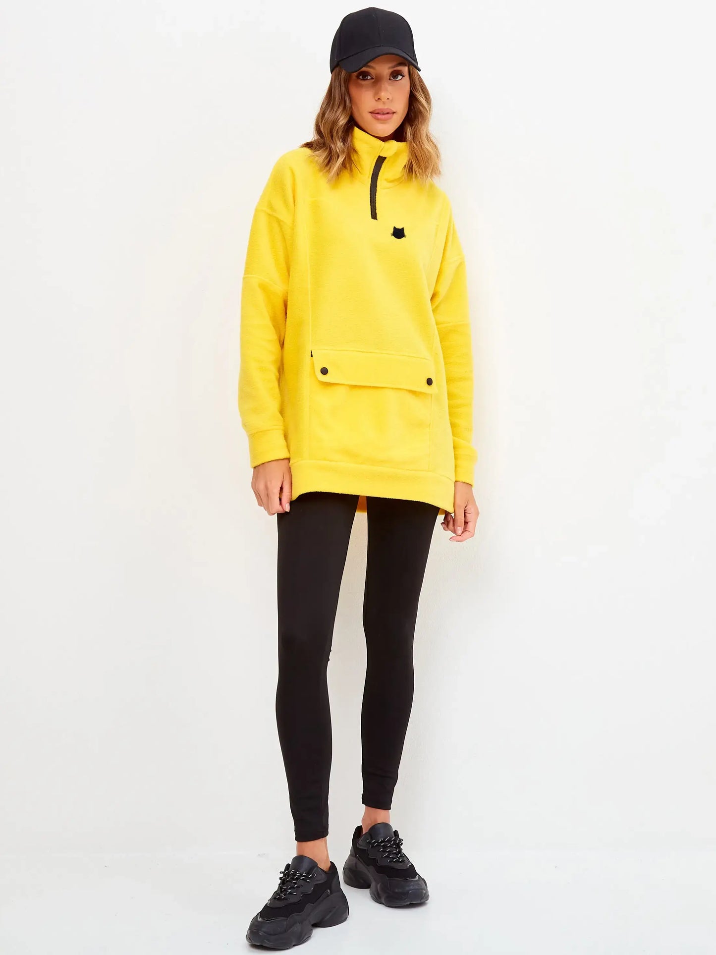 Yellow Fleece Sweatshirt | Fleece (recycled) For Cat Lovers | Cat e
