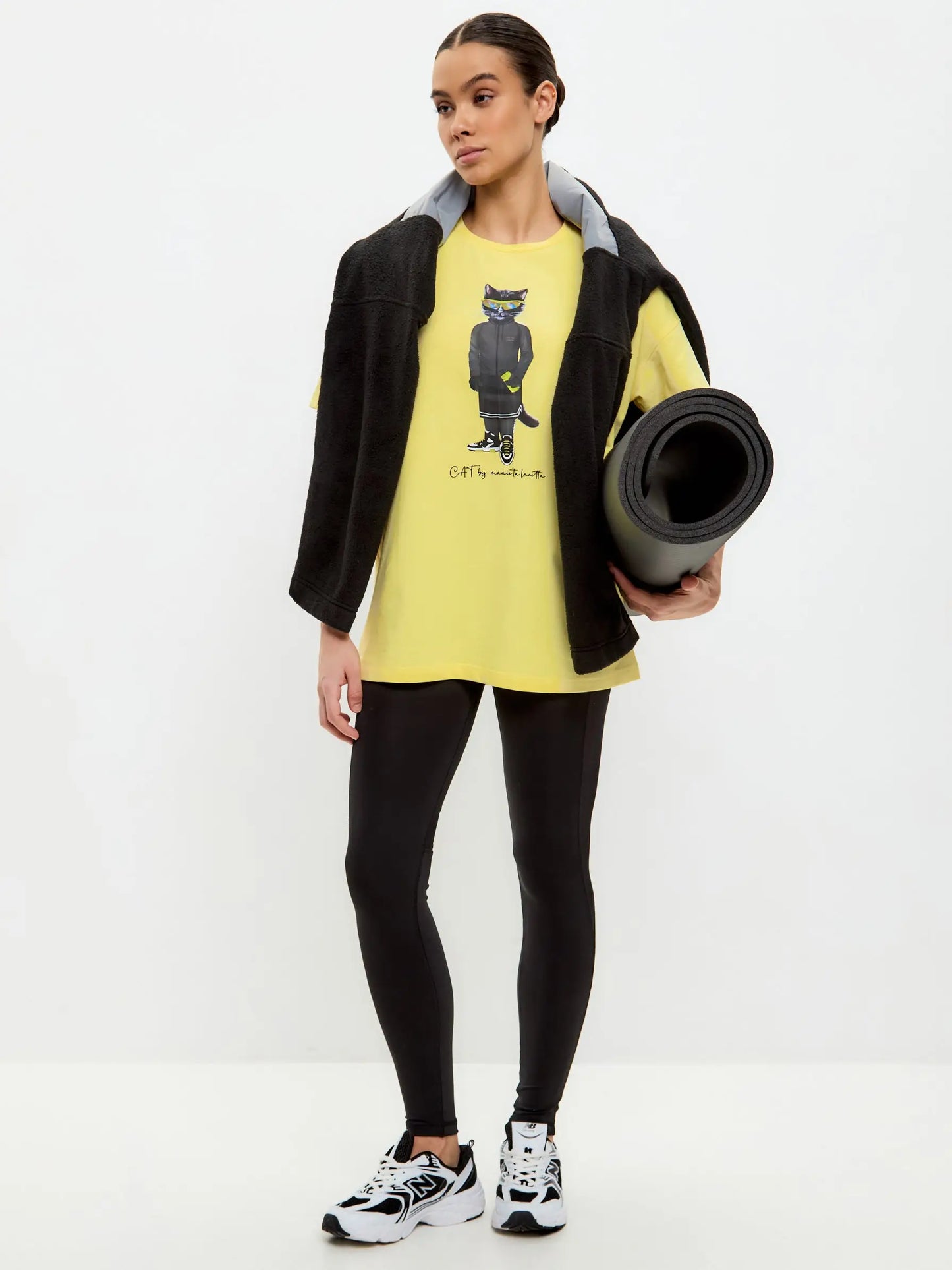 Yellow Oversized T-shirt Sport Cat | T-shirt For Cat Lovers | Cat e