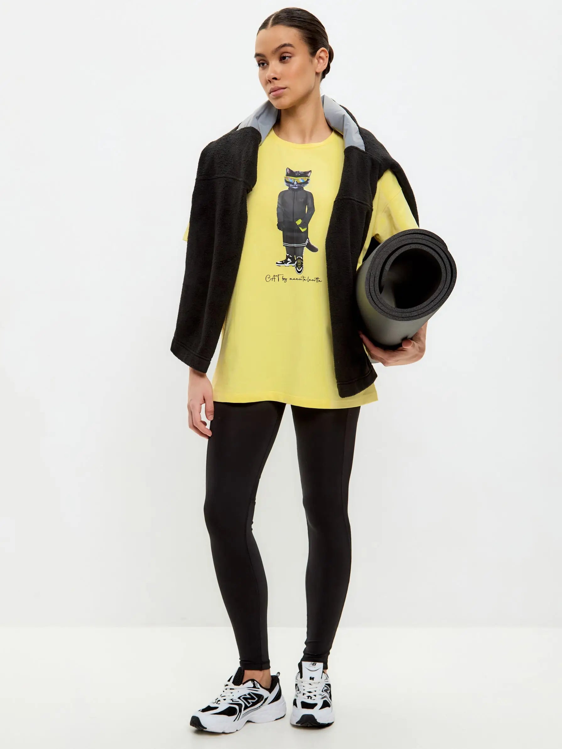Yellow Oversized T-shirt Sport Cat | T-shirt For Cat Lovers | Cat e