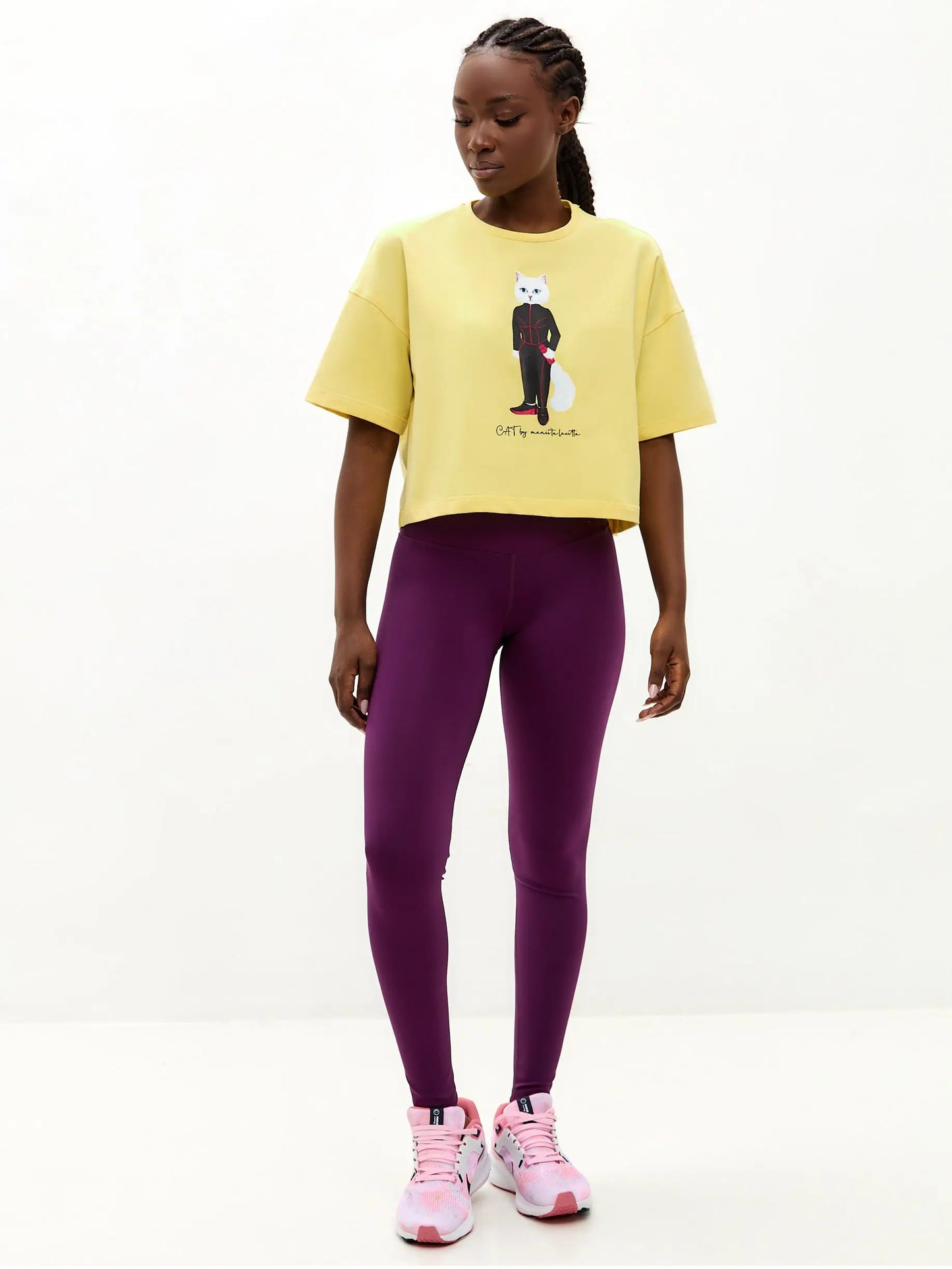 Yellow Short Oversized T-shirt Sport Cat | T-shirt For Cat Lovers