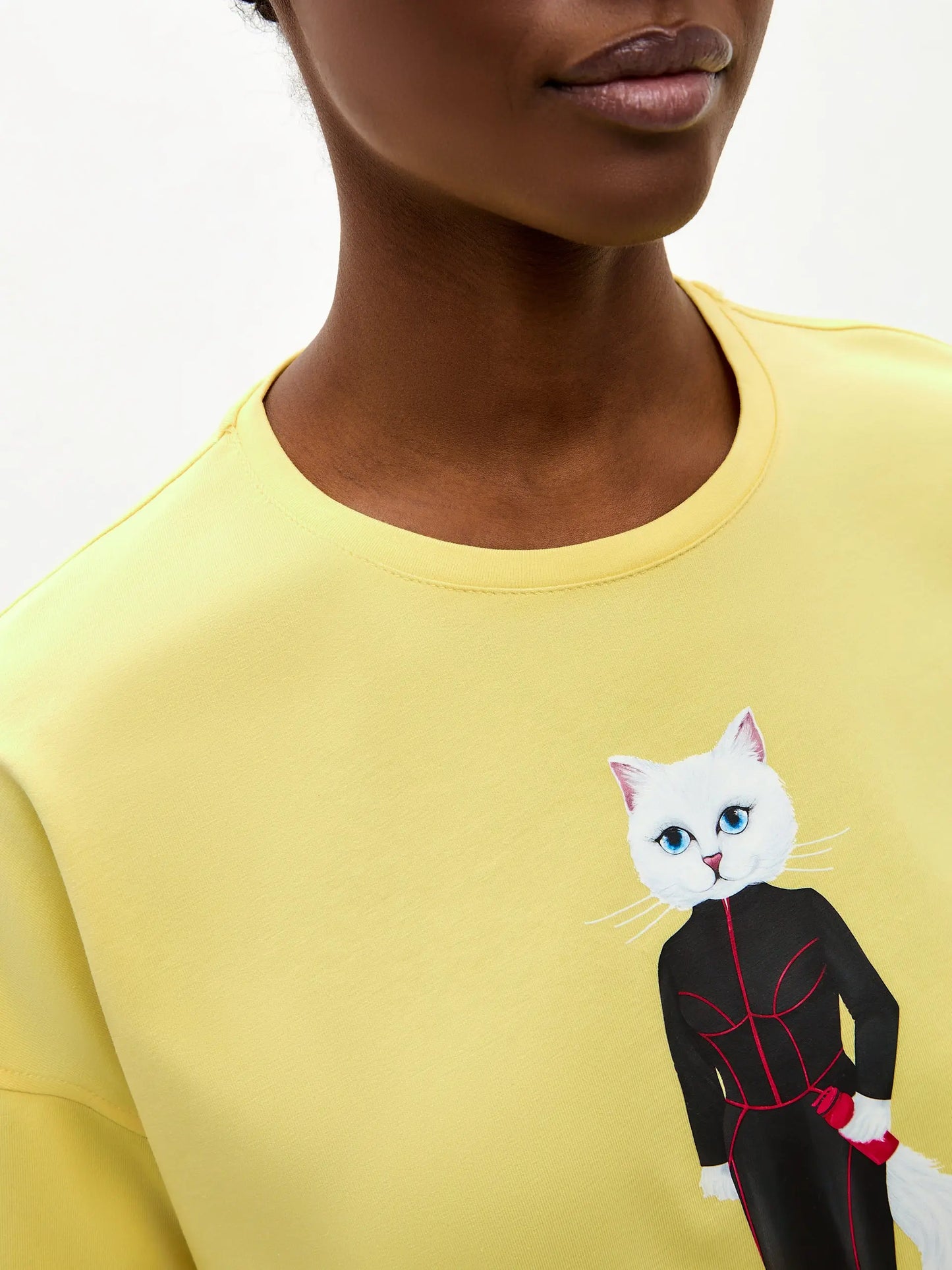 Yellow Short Oversized T-shirt Sport Cat | T-shirt For Cat Lovers