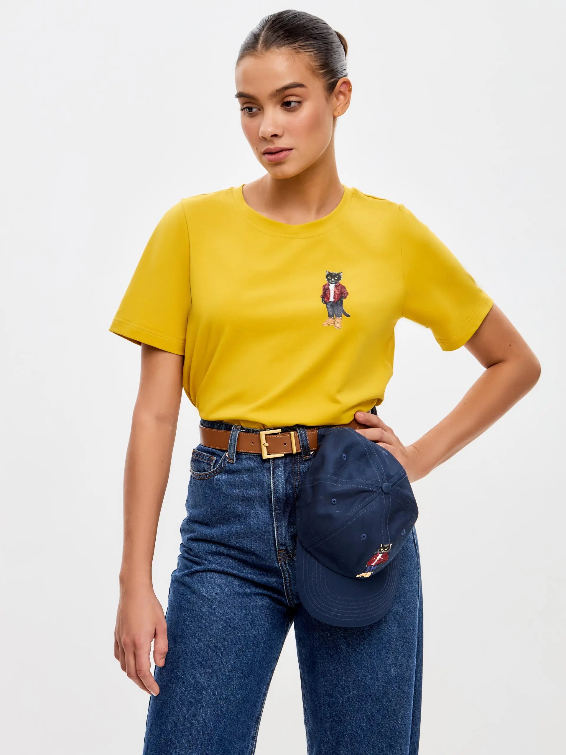Yellow T-shirt Country Cat | T-shirt For Cat Lovers | Cat e Lolette