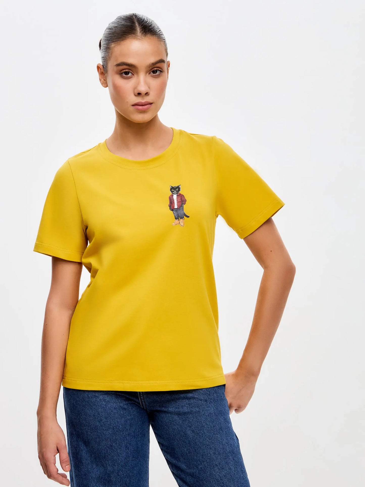 Yellow T-shirt Country Cat | T-shirt For Cat Lovers | Cat e Lolette