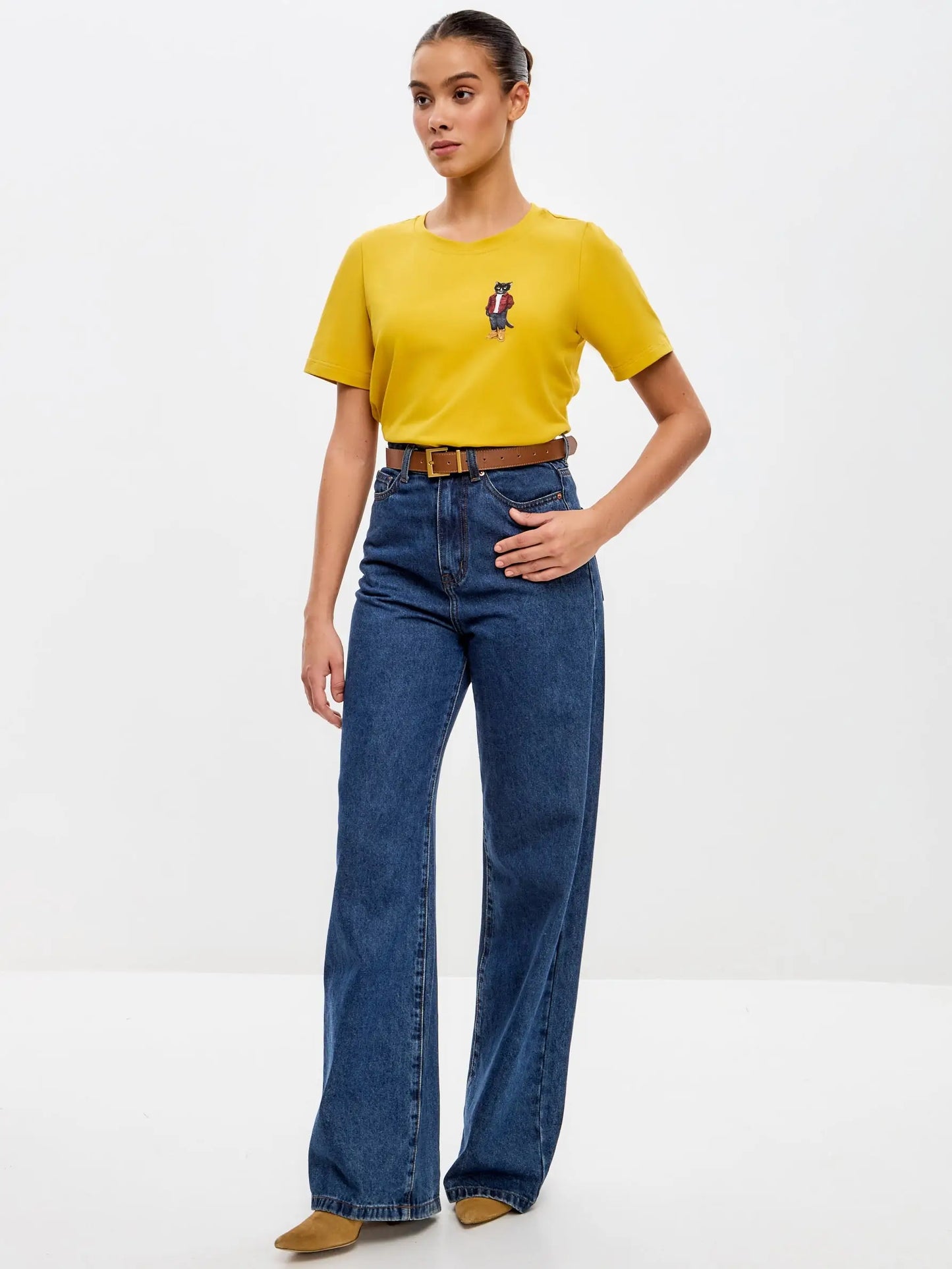 Yellow T-shirt Country Cat | T-shirt For Cat Lovers | Cat e Lolette