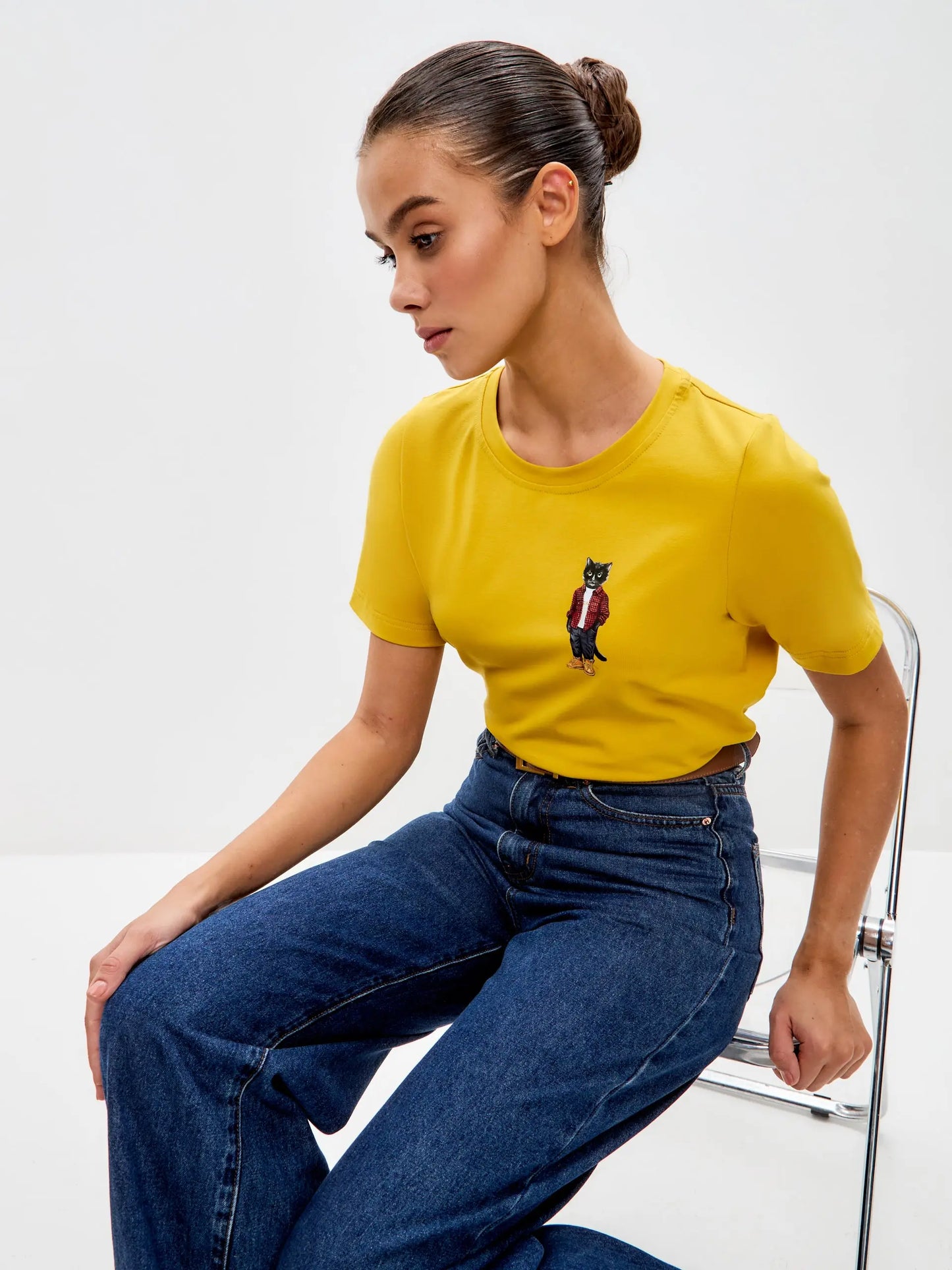 Yellow T-shirt Country Cat | T-shirt For Cat Lovers | Cat e Lolette